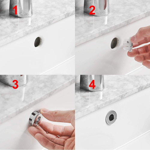 Sink Basin Trim Overflow Cover Brass Insert in Hole round Caps for Bathroom or K - Picture 6 of 12
