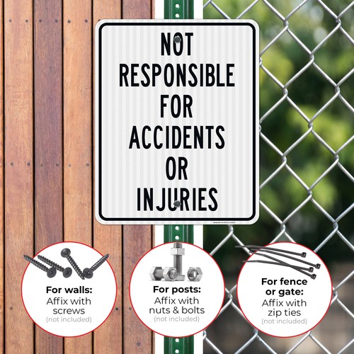 Not Responsible For Accidents Or Injuries Sign, - Picture 76 of 86
