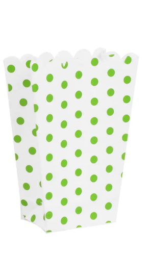 5 Favor Boxes Popcorn Treat Polka Dots Goody Boxes Green Party NEW - Picture 2 of 2