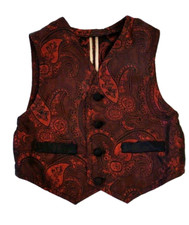 Boys Satin Outfit Waistcoat Wine/Black Paisley Vest