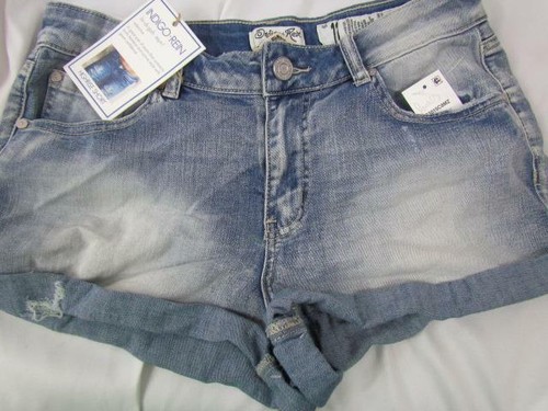 NWT Indigo Rein Jr High Rise Short Cuffed Destruction Med Blue Sz 7 Org $34.00 - Picture 5 of 6
