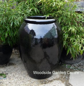 Extra Large Black Glazed Water Jar Pot Garden Planter Pots Image Is Loading Extra Large Black Glazed Water Jar Pot Garden