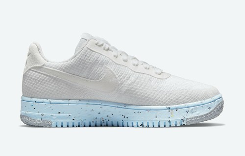 Womens Nike Air Force 1 Low Crater Flyknit White Blue Platinum DC7273-100 sz 7.5 - Picture 3 of 6