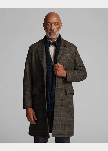 RRL Ralph Lauren Velvet Collar Plaid Shetland Wool Coat Jacket-MEN- XL - Picture 6 of 9