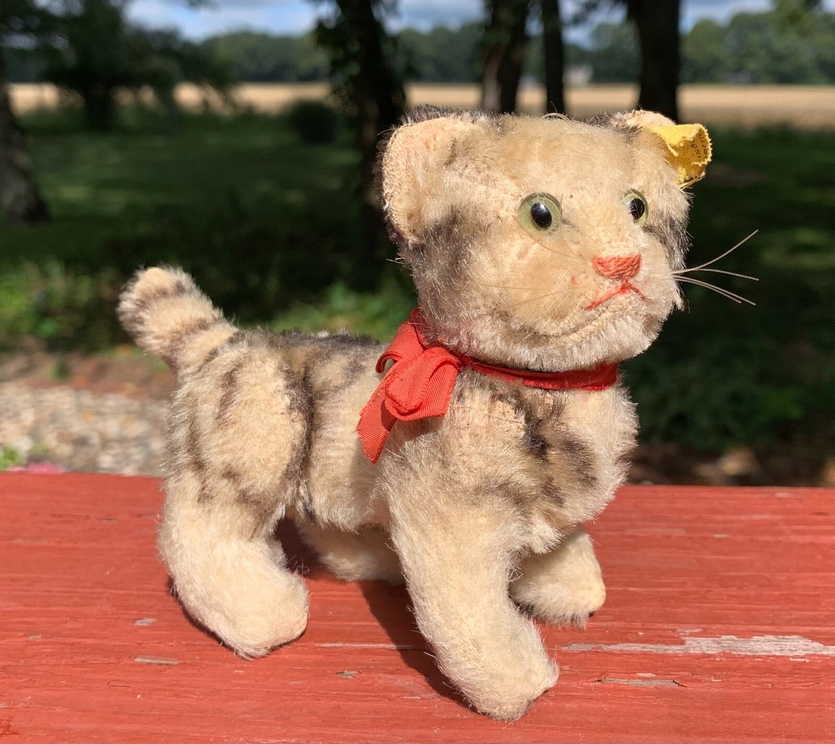 ビンテージ　シュタイフ　Tabby　キャット　一番小さいサイズ A Antique 1940s Susi Steiff Striped Tabby Cat Jointed