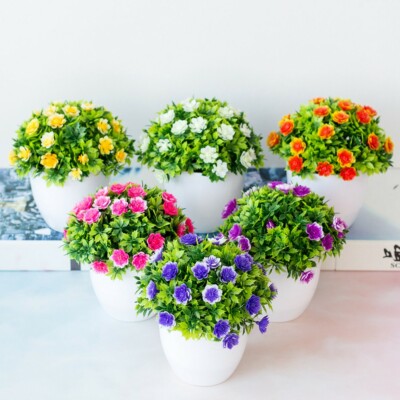 Outdoor Flower Fake False Plants Flowers Artificial Garden Decor With Pot~ Outdoor Flower Fake False Plants Flowers Artificial Garden Decor With Pot~