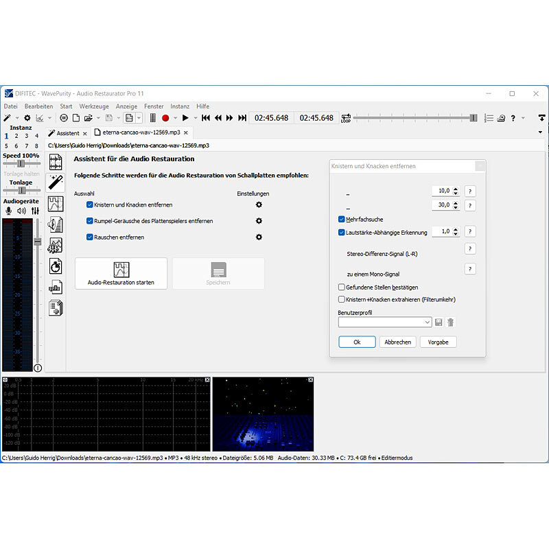 Q-Sonic Audio-Digitalisierer MP3-Recorder mit Restaurator-Software