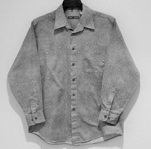 Men's John Henry Button Front Dress Shirt, Long Sleeve, Gray & White Arglye,  L - Picture 1 of 5