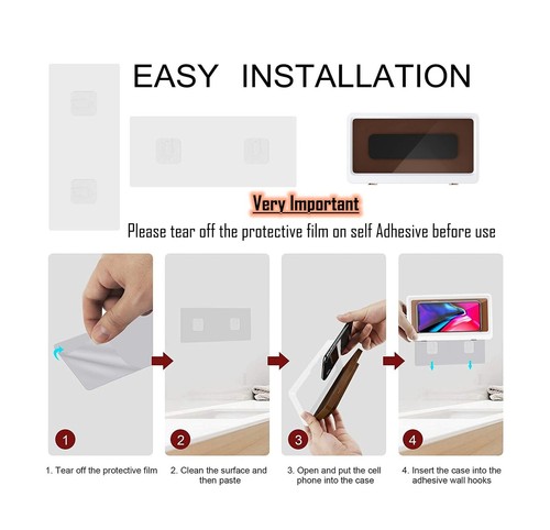 Shower Phone Holder Waterproof Wall Mount, Bathroom Case Mounted Shelf Stand ... - Bild 6 von 6