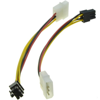 4-Pin Molex to 6-Pin PCI-Express PCIE Video Card Power Converter Adapter Cable