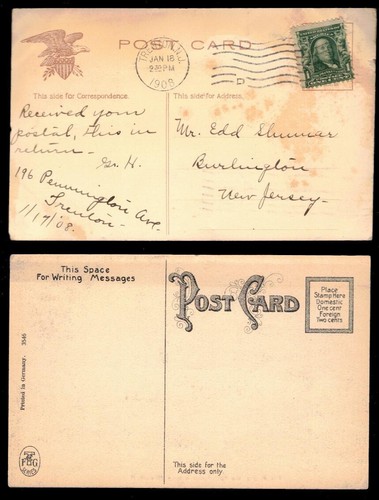 SALE! 2 POSTCARDS, NEW JERSEY ARMORY ~ 1908 ~ Dog riding horse! ~ Excellent Cond - Picture 2 of 2