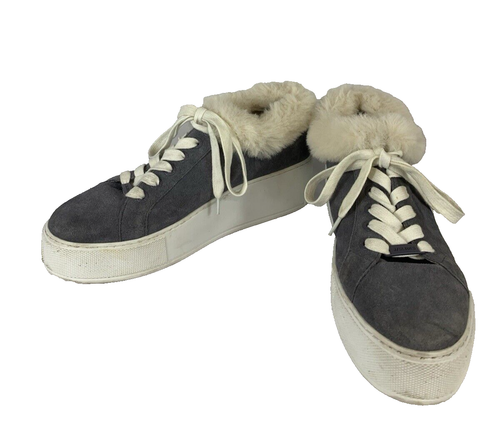 J/SLIDES Damen Plateau Schnür Sneaker Damen Gr. 7 grau Wildleder Fell gefüttert - Bild 1 von 11