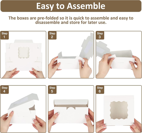 80Pcs White Bakery Boxes with Window 6X6X3 Inches Cookie Boxes Small Treat Bo... - Picture 4 of 12