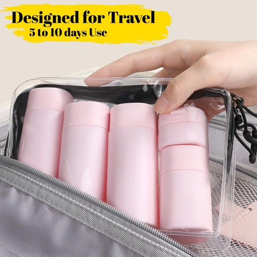 5pcs BeigeTravel Cream Dispenser Bottles Set Toiletry Containers Set Leak-Proof - Picture 7 of 7
