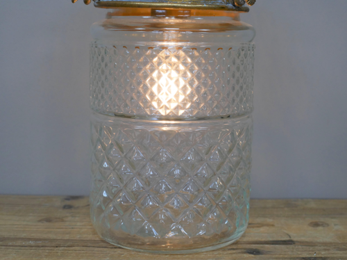 Gold Glass Light Table Lamp Lantern Battery Operated Vintage Style LED - Picture 3 of 6