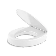 KOHLER Hyten Elevated Quiet-Close Round-Front Toilet Seat in White 25876-0