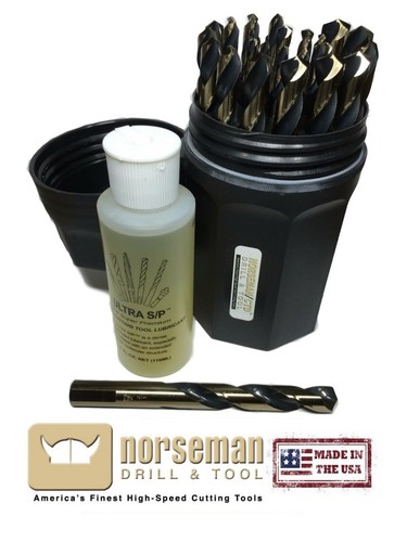 Norseman 29pc Super Premium Drill Bit Set W/ FLATS 66820 USA MADE W/ CUTTING OIL - Picture 1 of 5