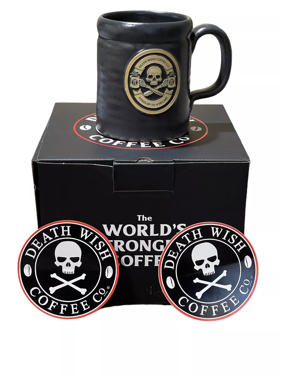 Death Wish Coffee 10 Year Anniversary Mug Numbered 597 3050 With Stickers NIB