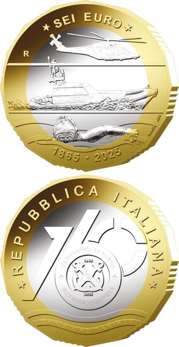 Italy 2025 - 6 euro COIN 160th Anniversary of the Port Authorities - Coast Guard - Picture 3 of 10