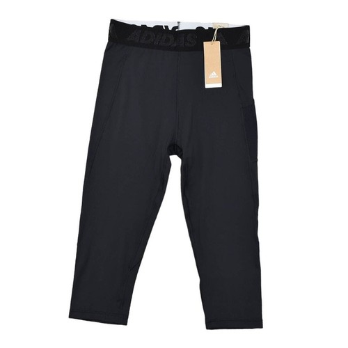 NEW Adidas Black Leggings L Women's Polyester Tech Fit Gym Capri Solid