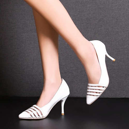 Zapatos de tacón alto de aguja de cuero sintético para mujer - Imagen 20 de 37