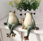 Two Green Sitting Frogs Ceramic Garden Ornaments / Figures BNIB