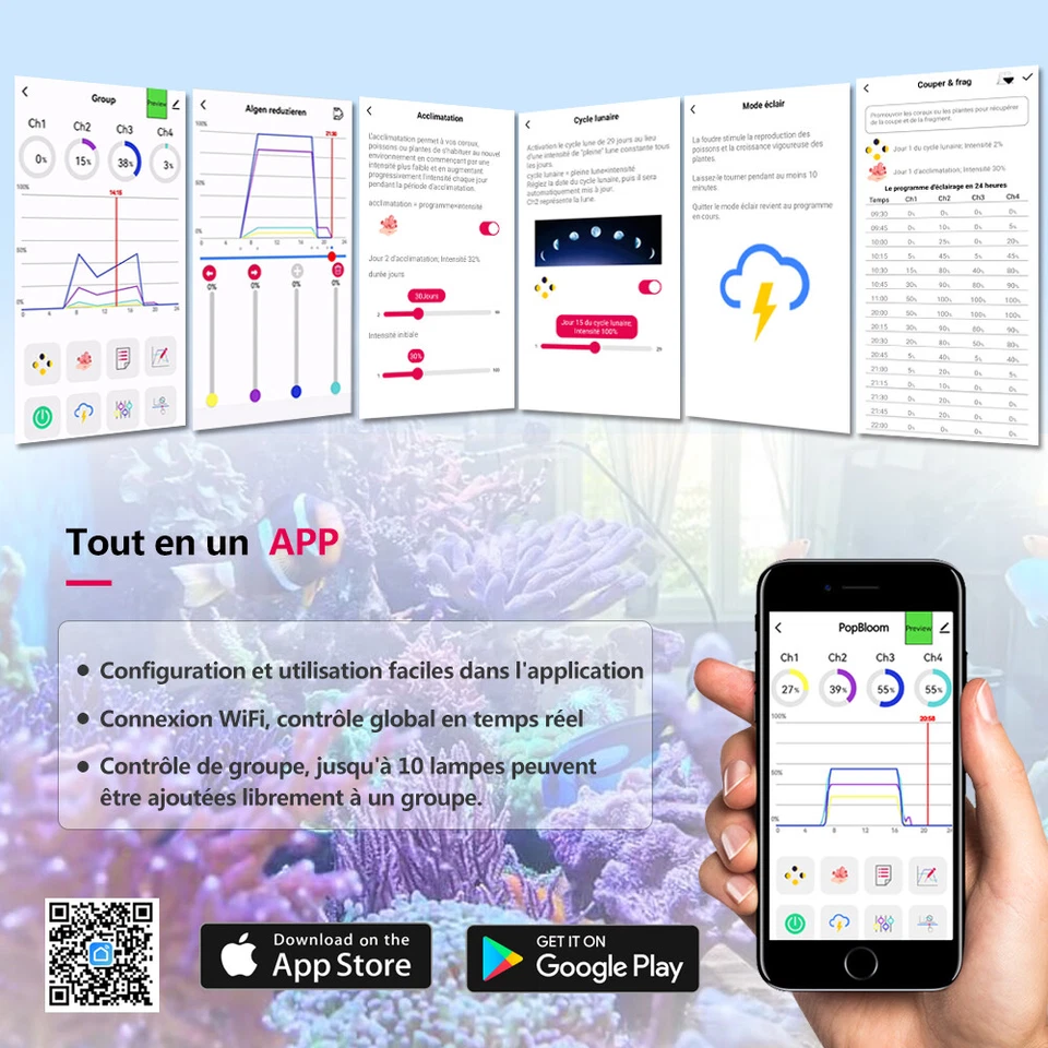 PopBloom marin led aquarium eclairage aquarium led reef coral lumière aquarium - Photo 2/4
