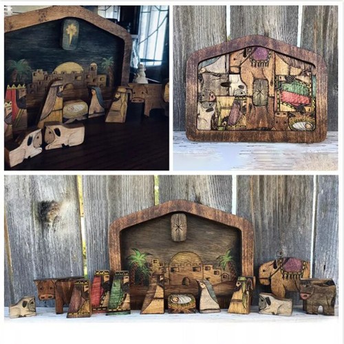 Wooden Nativity Scene Baby Jesus Puzzle Holiday Crib Figurines Miniature For Kid - Picture 4 of 8