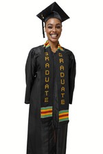 GRADUATE Kente Cloth Graduation Stole / Sash