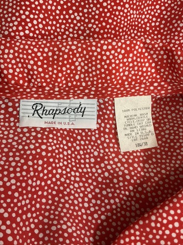 Vintage Womens Polka Dot Button Up Shirt 18W Red White Granny Coastal 90s NWT - Picture 3 of 5