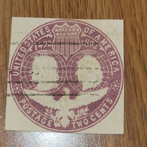 U.S. Ganzsache Briefmarke geprägt 1492-1892 (2 Cent) violett gestempelt