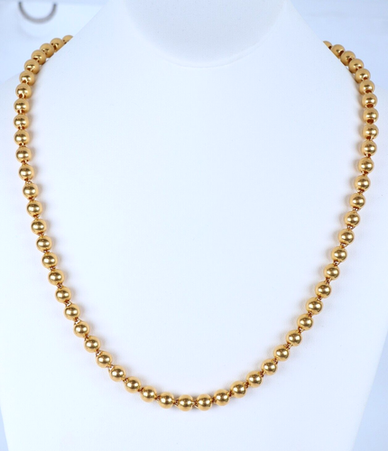 $25,000 24k Yellow Gold Beaded Sphere Ball S Hook Clasp 24'' Chain Necklace
