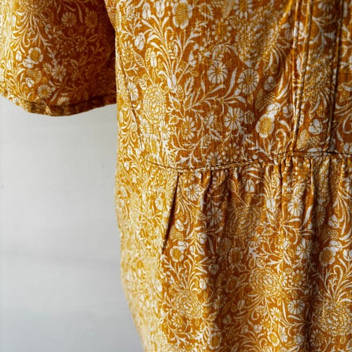 Next Mustard Yellow White Floral Linen Blend Kaftan Style Dress Summer Size 16 - Picture 6 of 11