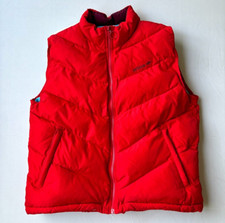 Vintage Adidas Puffer Vest Red Mens Large Zip Pockets Trefoil