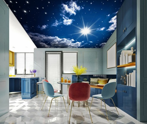 Papier peint 3D clair de lune blanc nuage vendu 610 peinture murale autocollant déco AJ Zoe