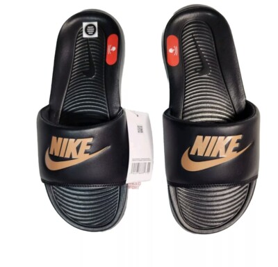 Nike Victori On Slide Black with Bronze Logo Women s Size 8 Slide Sandals