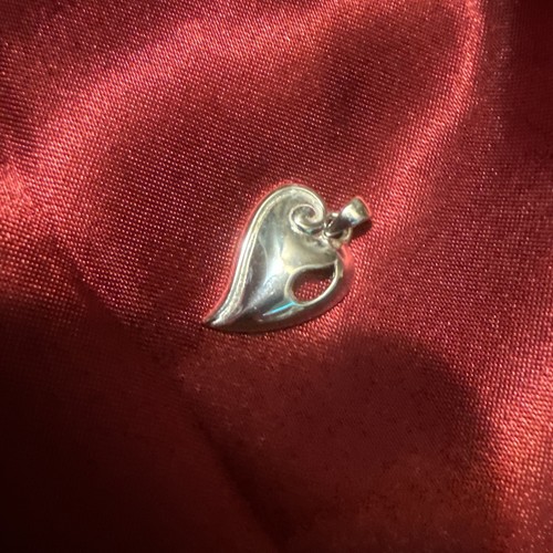 Vintage 925 Sterling Silber offenes Herz Anhänger mit Wirbel Design gestempelt - Bild 6 von 9