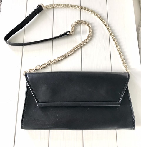 Zara Black Envelope Clutch Bag With Detachable Metal Chain Link Strap LAST ONE - Picture 12 of 12