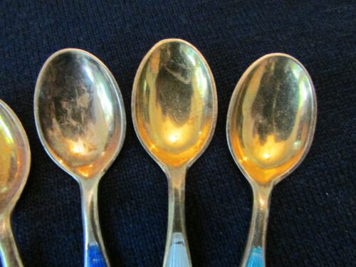 SET 4 DEMITASSE SPOONS! Vintage NORWAY sterling: GUILLOCHE: lovely - Picture 3 of 6