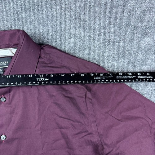 Kenneth Cole Awearness Button Up Shirt Men's 17 34/35 Red Solid Long Sleeve - Picture 5 of 9