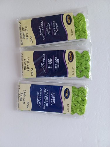 Wright's White and Green Jumbo Rick Rack Lot of 7 NIP and One Medium Green NIP - Picture 4 of 12