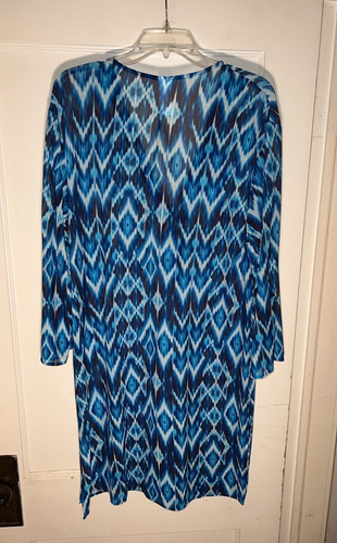 PROFILE GOTTEX x Chicos NWT Blue V-Neck Mesh Cover-Up Tunic Size L. d203 - Picture 6 of 11
