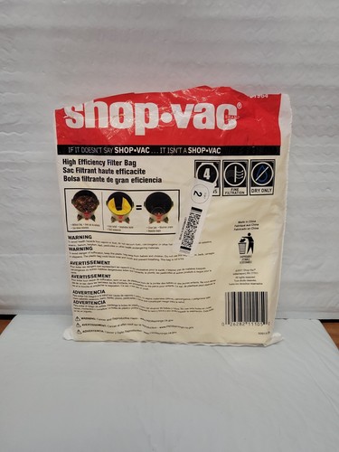 Bolsas de filtro de alta eficiencia Shop Vac 4 galones filtración fina seca solo 2 bolsas - Imagen 2 de 3