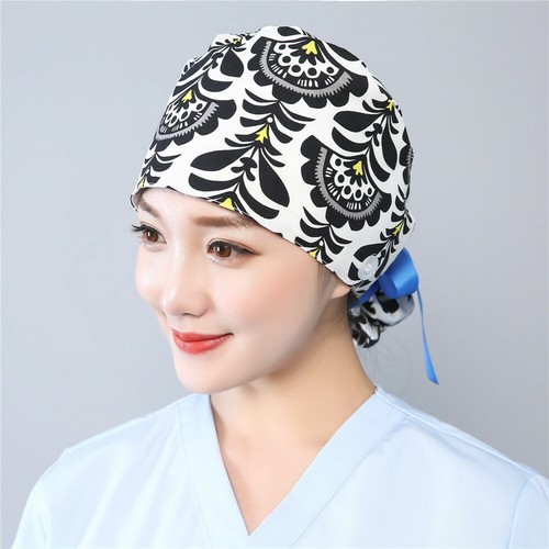 Women's Men Doctor/Nurse Printed Surgical Scrub Hat/Cap Button & Ponytail Pouch - Picture 39 of 128