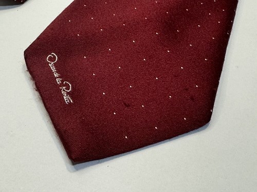 Vintage Oscar De La Renta Men’s Necktie Burgundy 56x3” - Picture 4 of 9
