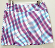 Nike Dri Fit Golf Womens 6 Purple Blue Plaid Pleated Tennis Skirt Skort Pastel