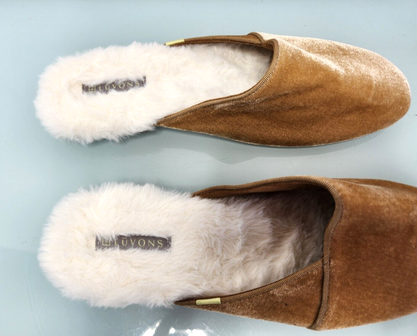 PANTOFOLA D’ORO LUVONS the devon velluto cammello mules scarpe slip on ciabatte di lusso nuove taglia 10