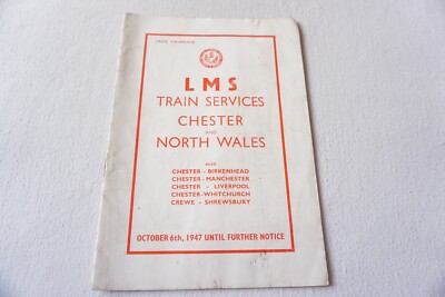 1947 LMS Chester & North Wales Liverpool Crewe Railway Passagierfahrplan 