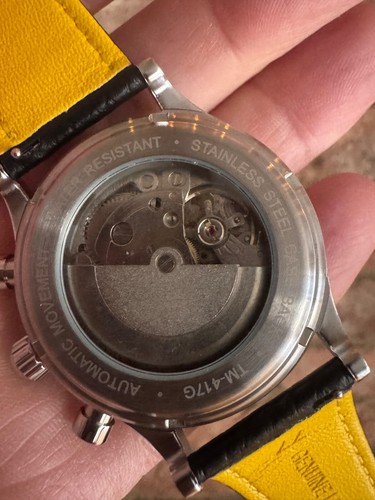 Vintage Automatic panda dial,Leather Strap,Chronograph, Glass back. Ltd Edition - Picture 12 of 16