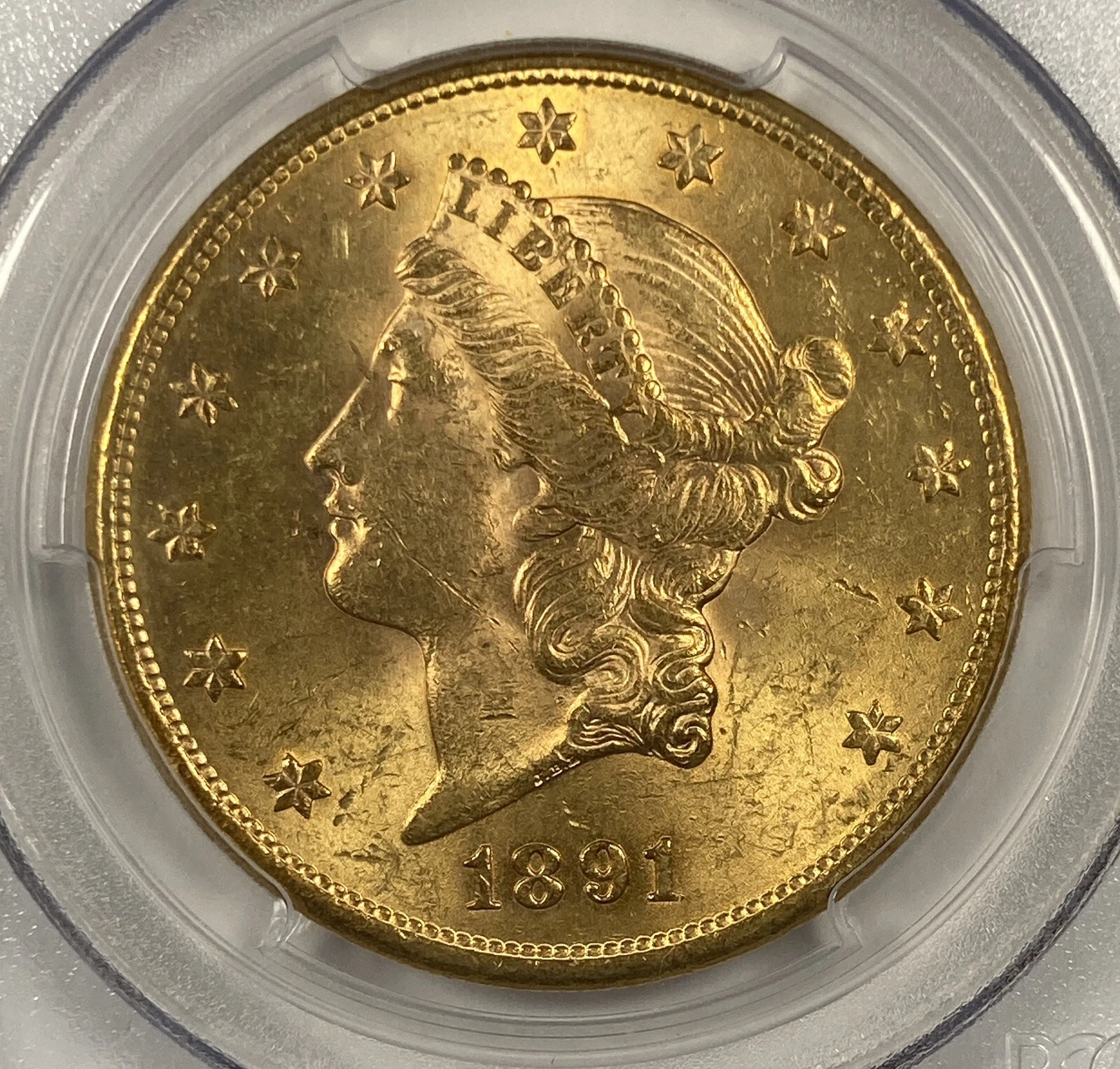 1891-S $20 Liberty Gold. PCGS MS62. .96750oz AGW.